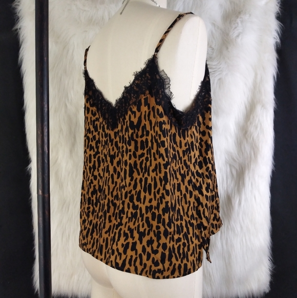 BP Nordstrom Black and Brown Animal Print V Neck Lingerie Top Size L - Picture 4 of 6